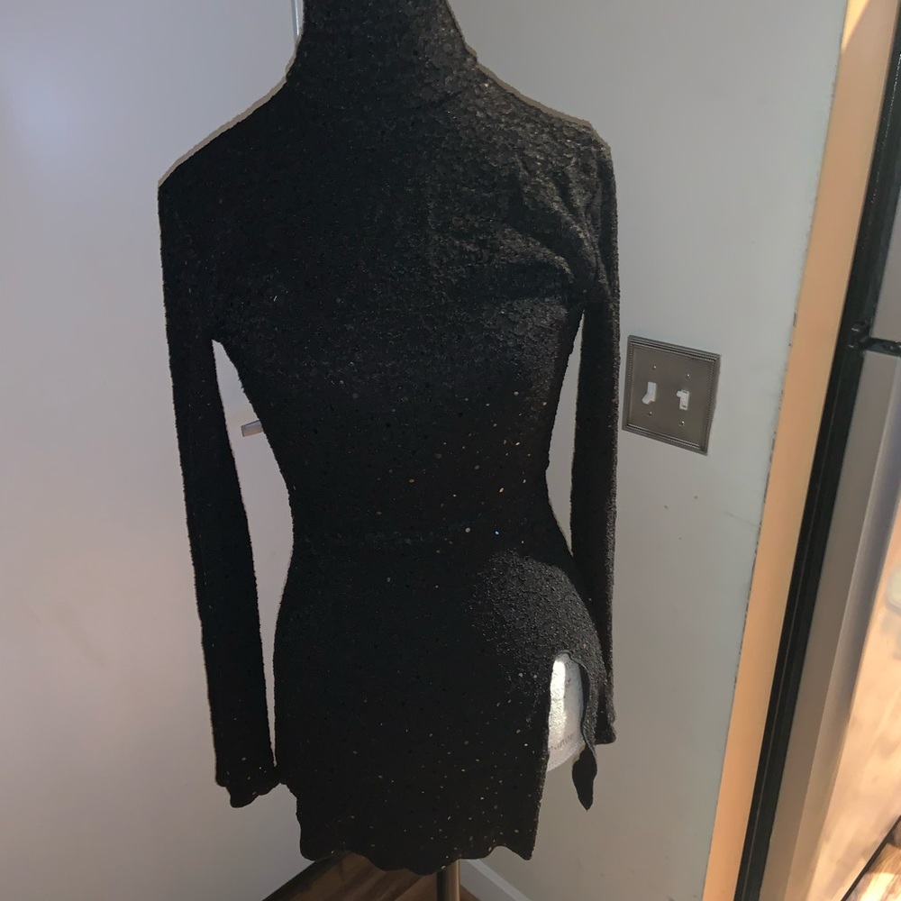 black sequence skater dress